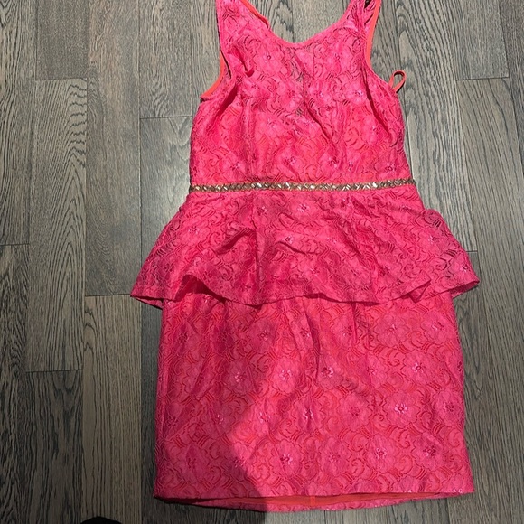 Minuet Pink Lace mini sleeveless dress Sz L - Picture 2 of 10